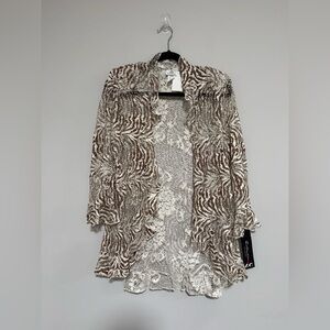 IC Collection by Connie VTG Metallic Animal Print Lace Topper Cardigan Large NWT